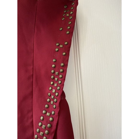 Mi ami Maroon Studded Ruffle Sleeve Blouse Size Small - Picture 11 of 12